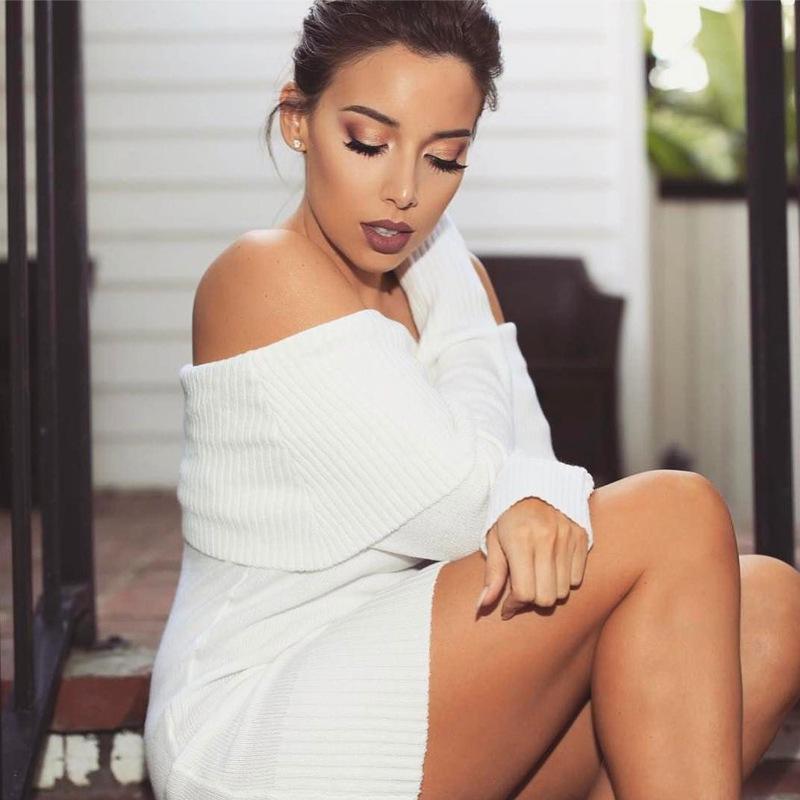 2025 Sexy One-shoulder Maternity Sweater Dress - European & American Style