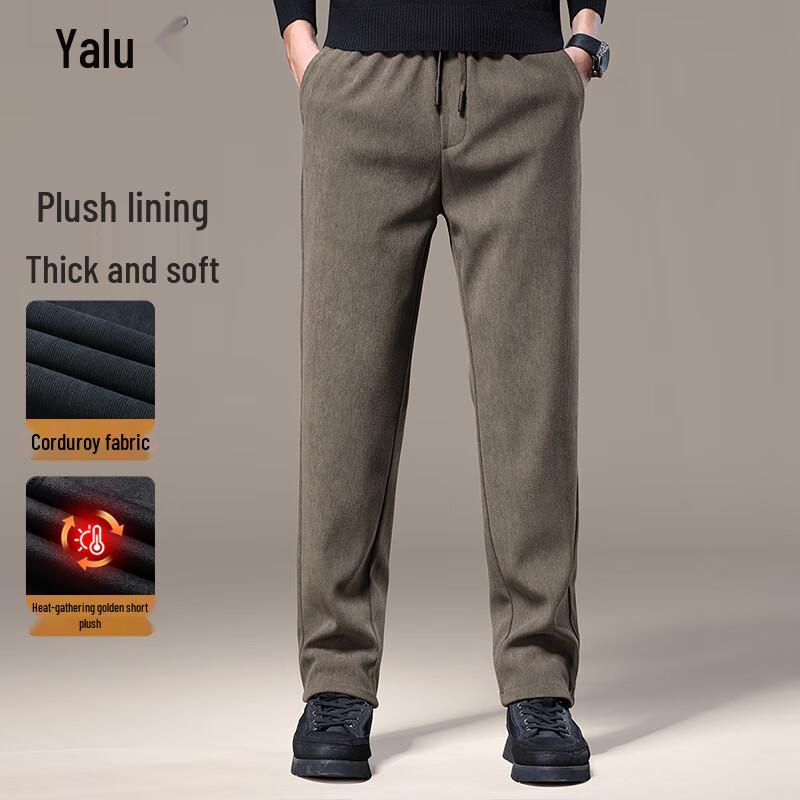 Ya Lu Men's Thickened Corduroy Straight-Leg Casual Pants