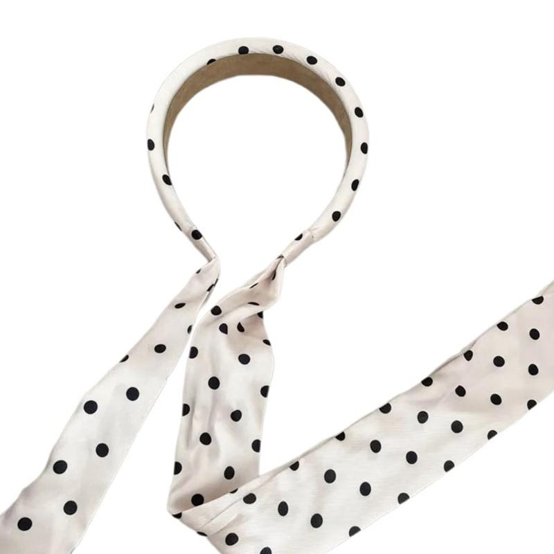 Elegant Dotted/Flower Print Headband Model Show Pastoral Style Hairband for Girl