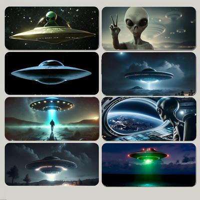 Mysterious Futuristic Art UUfo Encounter Mouse Pad Large Gaming Mousepad With Thick Stitched Edge NonSlip Desk Mat