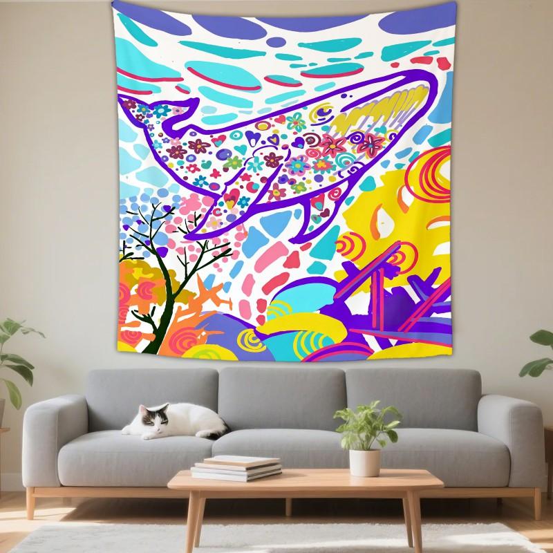 Boho Chic Wall Tapestry With Moon Phase Floral Starry Sky Design Bedroom Yoga Studio Decor