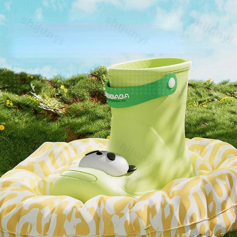 Fashion 2024 New Children's Rain Boots Boys and Girls Baby Water Shoes Summer Cartoon Panda Outdoor Anti Slip Waterproof Child Rain