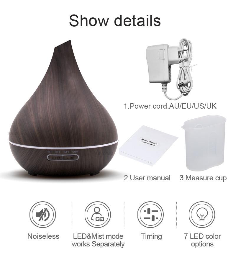 Wood Grain Aroma Diffuser & Humidifier with Small Spout - Indoor Air Purifier Atomizer.