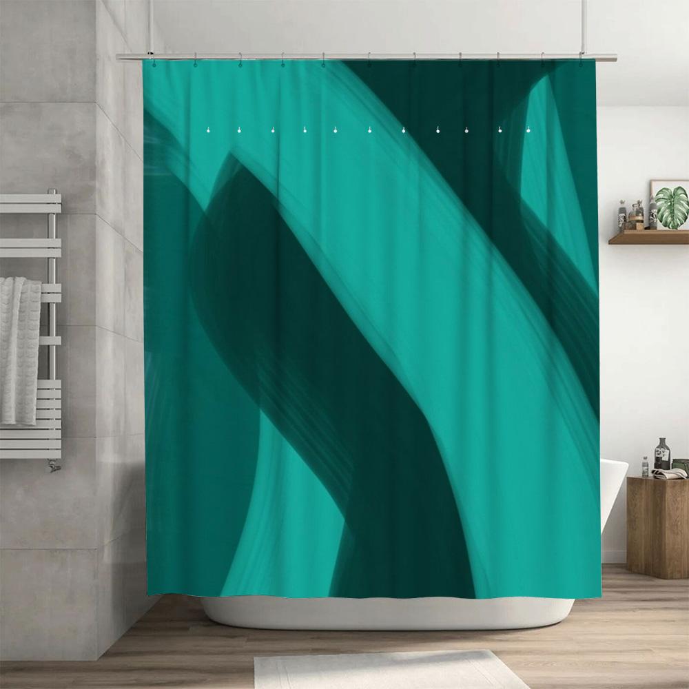 Luxury Green Shower Curtain with Modern Pattern for Bathroom Decor 3D Printing Waterproof Fabric Perfect Gift Idea