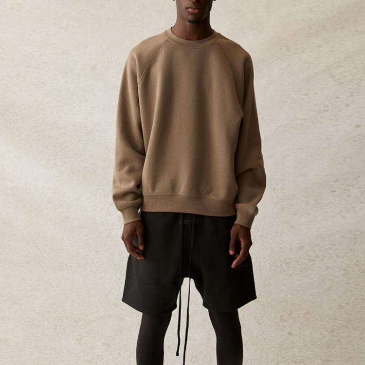 Fear of God Essentials Fleece Crewneck Sweatshirt Unisex Tops Taupe FOG-SS21-591