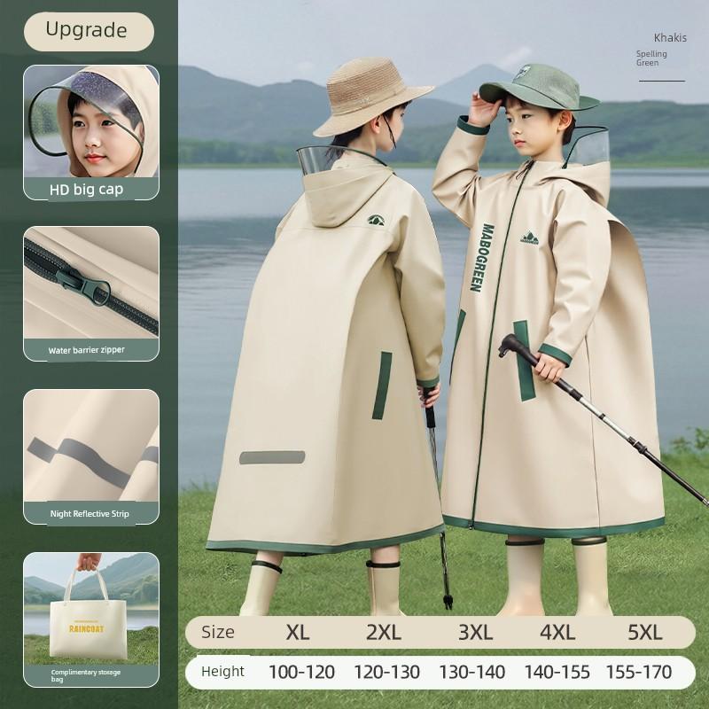 Wanbaolü Children's Raincoat for Boys and Girls, Long Full-Body Rain Poncho with Backpack Space, Suitable for Primary School Students