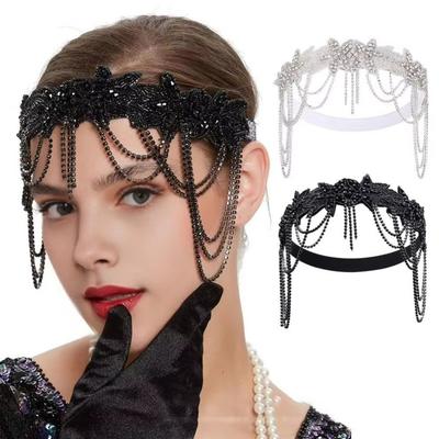 Chain Tassel Rhinestone Headband Shiny Bridal Headdress  Stage Performance