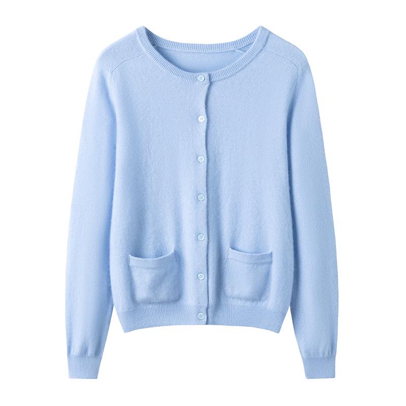 Women's 12-Gauge Short Round-Neck Cashmere Cardigan