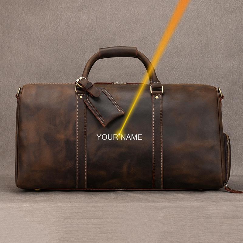 Fashion Vintage Leather Travel Hand Luggages Men's Duffle Handbags Travelling Business Tote Bag Brand Designer Bag For Men Gift