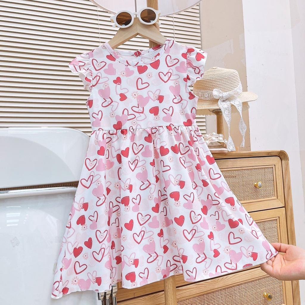 Toddler Girls Cap Sleeve Dress Floral Print Cotton Princess Dress Lightweight Soft Fabric Casual Summer Dress for Kids