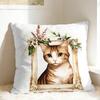 Cute Caroon Cat Portrait Photo Frame Art Pillowcases Funny Pillow Case For Sofa Home Decoration Graphic Pillow Cover