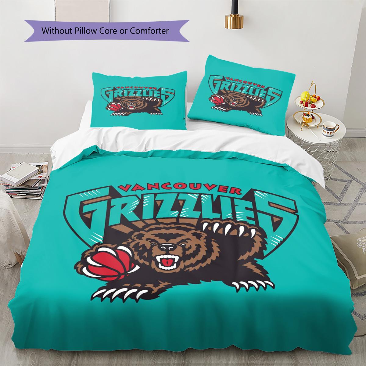 

Vancouver Grizzlies Pattern Bedding Quilt Set Quilt Cover Pillowcase Home Decoration Birthday Gift (1 * duvet cover + 2 * pillowcase, without core) 135x200cm
