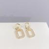 Fashion Aesthetic Zircon Geometric Square Earrings for Woman Wedding Party Girls Unusual Earring Korean Statement Jewelry Gift