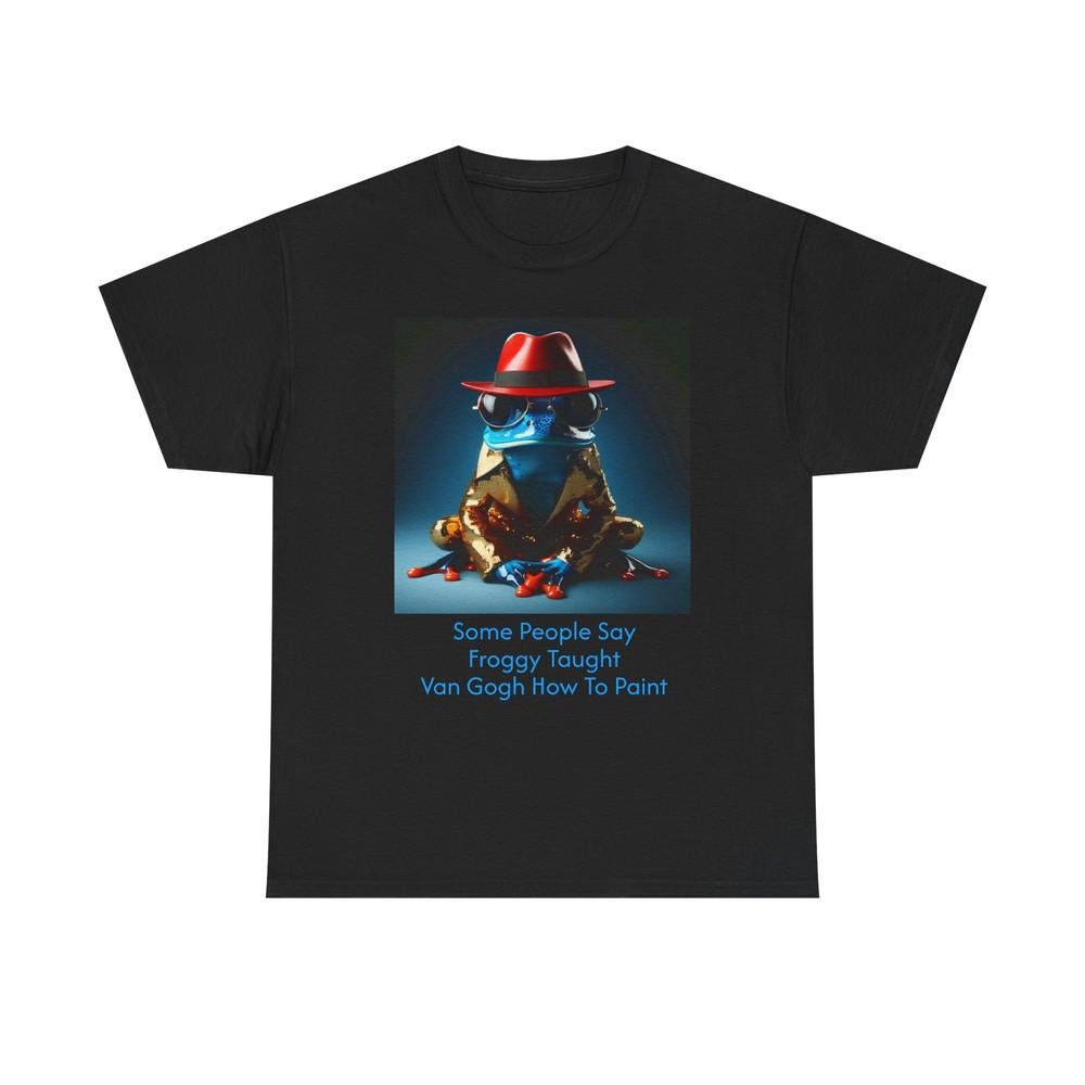 Froggy Taught Van Gogh Tee, Frog Painting Shirt, Art Lover Gift, Nature Lover Unisex T-Shirt L
