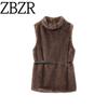 Za Autumn and Winter New Arrivals Women's Clothing Zr European and American Style Fashionable Versatile Faux Fur Effect Sleeveless Jacket with Belt