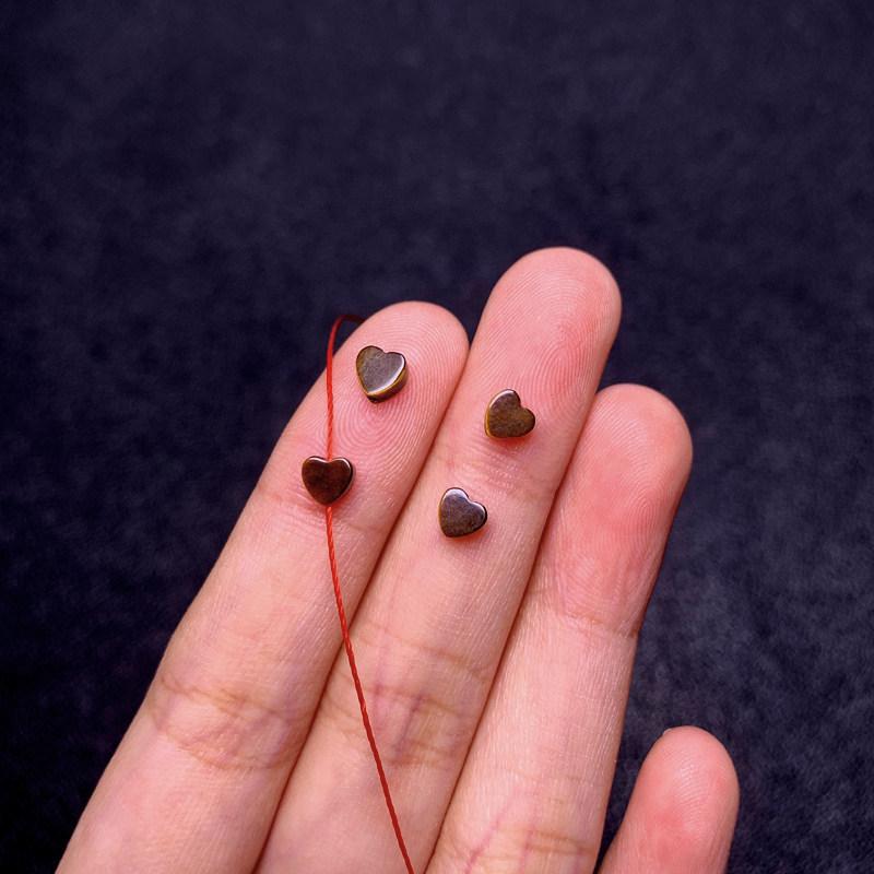 Yellow Tiger Eye Heart Spacer Beads, Small Flat Shape, DIY Handmade Jewelry.