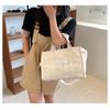 Retro Canvas Laptop Shoulder Crossbody Tote Bag Women Handbag Letter Print 28*33*10cm Multiple Colors