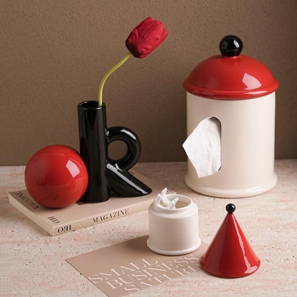Light Luxury Floss Cotton Swab Organizer Decorative Ceramic Storage Box Toothpick Box  Kitchen