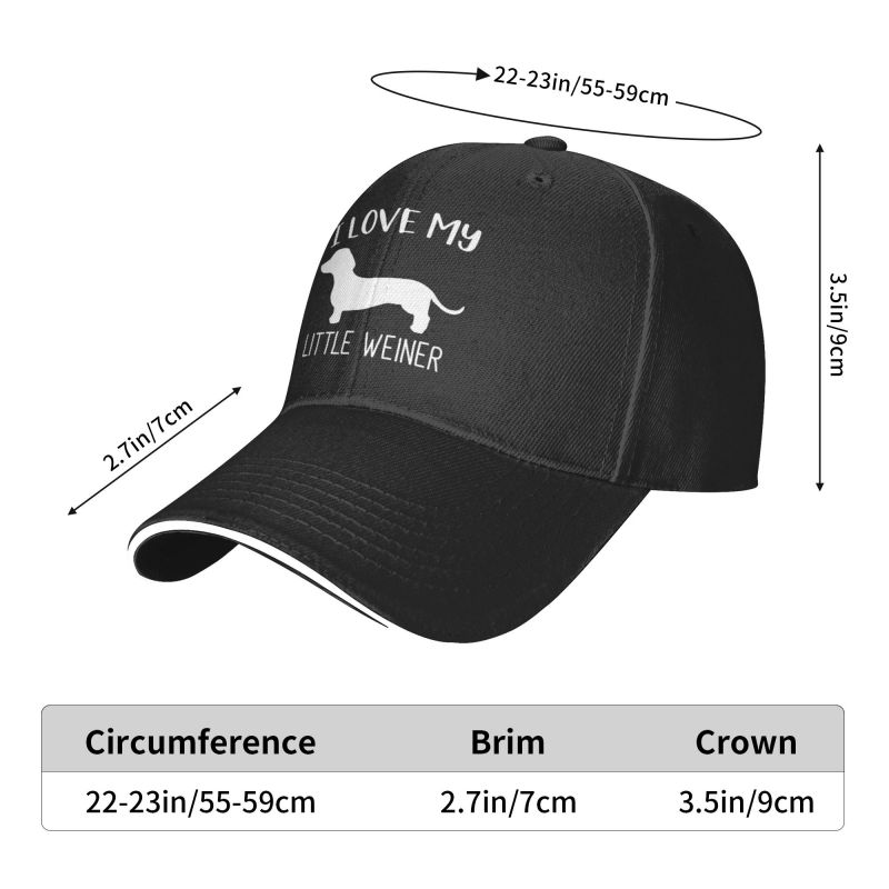 Fashion I Love My Little Weiner Baseball Cap for Women Unisex Adjustable Dachshund Dog Dad Hat Sun Protection