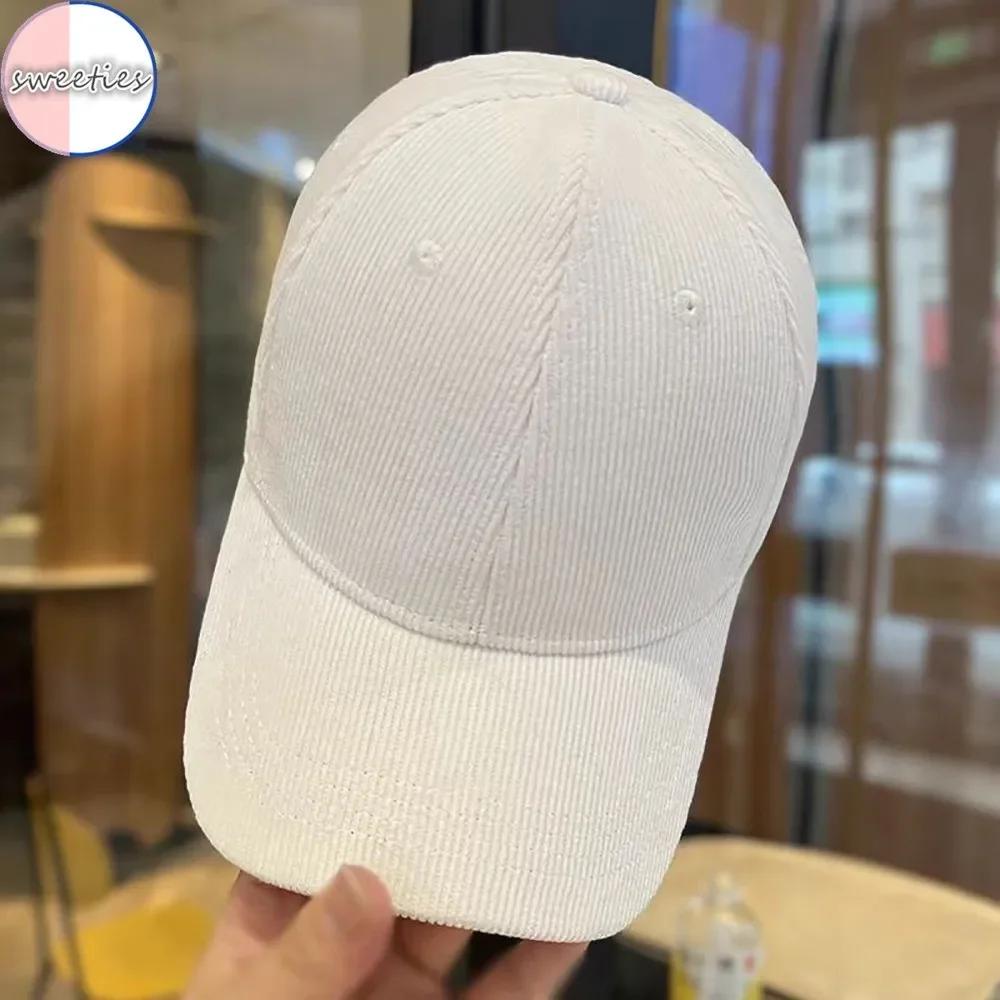 Solid Color Corduroy Baseball Cap Women's Autumn And Winter Warm Fashion Soft Top Wide Brim Baseball Cap