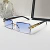 2024 Frameless Leopard Print Square Sunglasses – European & American Style