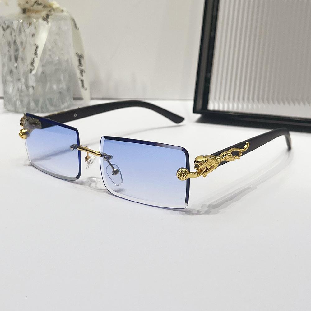 2024 Frameless Leopard Print Square Sunglasses – European & American Style