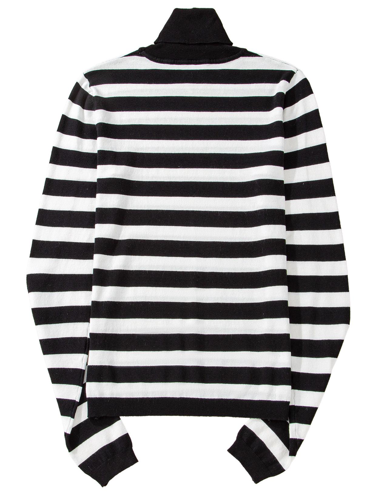 

Осенний трикотажный свитер в полоску с высоким воротом для женщин - Топ с длинным рукавом в европейском и американском стиле Extra Large чёрный