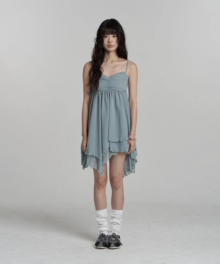 Ilio [Bit-O X Ilio] Jade Mint Asymmetric Chiffon Dress
