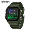 Sanda Luminous Waterproof Teen Alarm Watch - Square Electronic Sports Countdown Timer