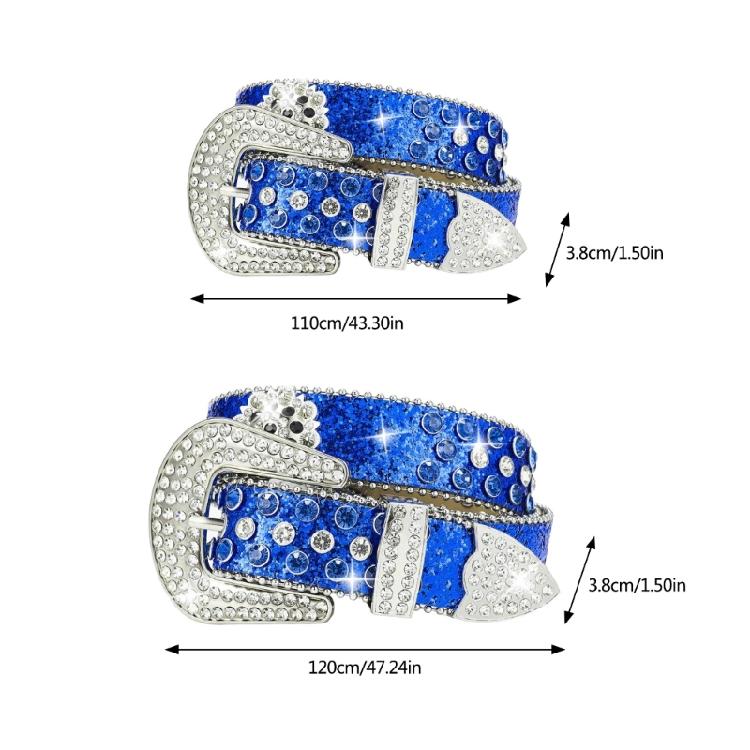 Rhinestones Studded Pin Buckle Belt for Adult Popular Sequined Belt All Matching Western Belt Glittering Belt for Dance
