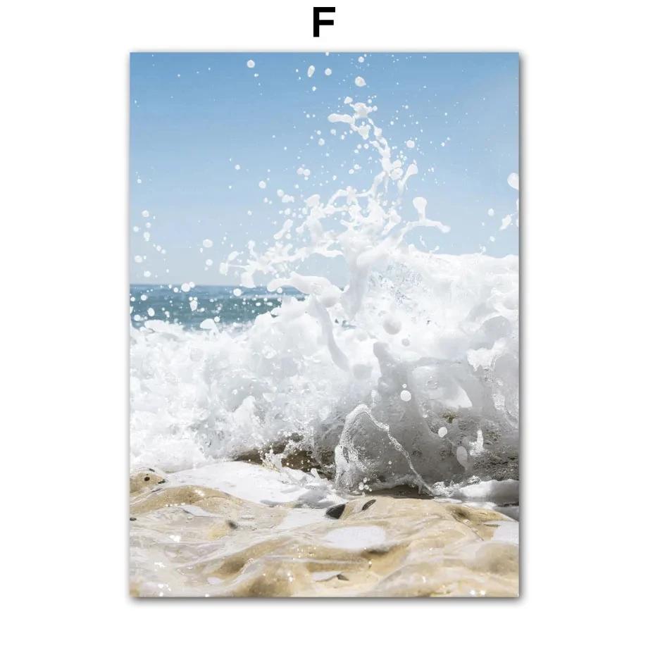 Beach Waves Coconut Trees Seagulls Wall Art  Summer Seascape Canvas PaintingPoster And Prints Picture For Living Room Home Decor