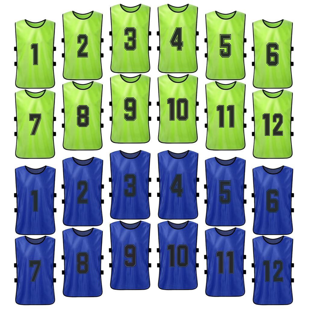 24PCS Football Pinnies Quick Drying Soccer Jerseys Youth Sports Scrimmage Basketball   Training Numbered Bibs Practice Sports Vest