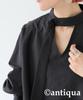 antiqua Tie Layered Shirt One Size Black Women's Blouse, PK-01317, 05,