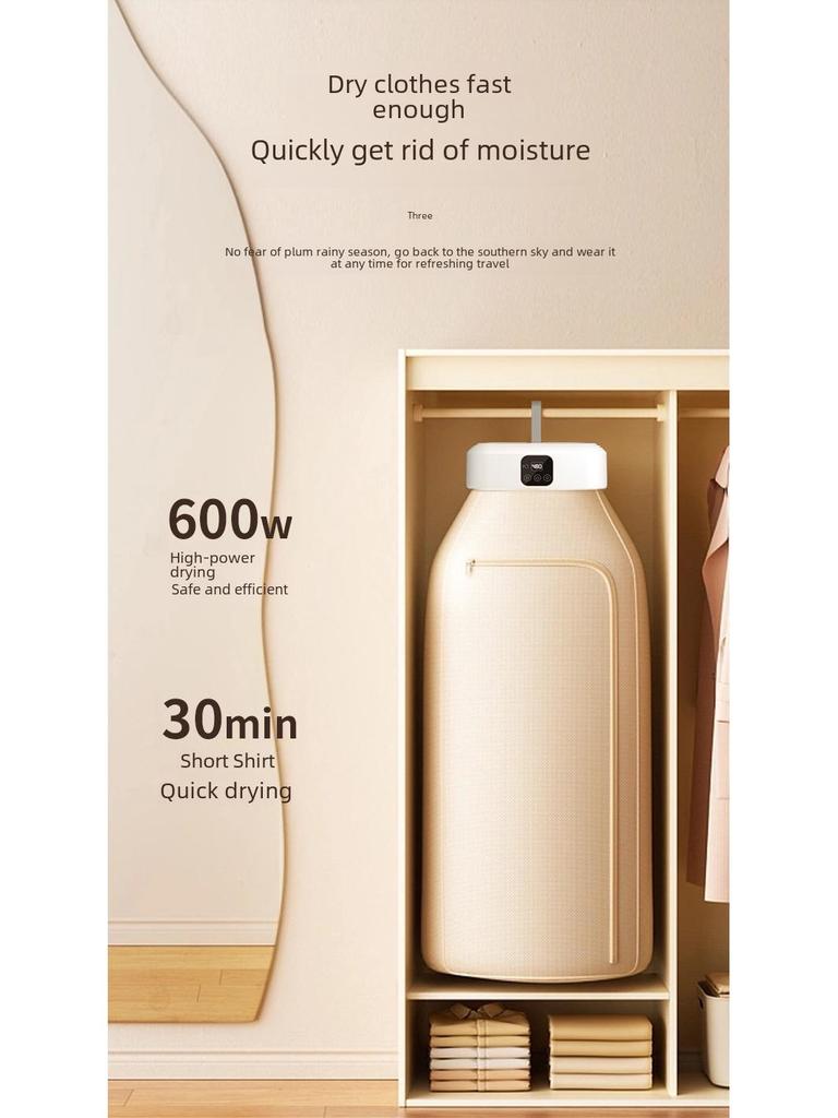 Portable Folding Clothes Dryer with Remote Control Display for Dorms and Baby Clothes