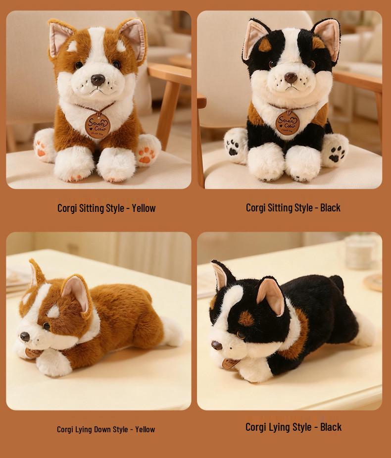 Realistic Corgi Plush Toy Puppy Doll Gift for Kids