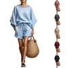 Damen Freizeit lockeres zweiteiliges Set Oberteil mit Spitzenbesatz am Ausschnitt und Tunnelzug-Taille Shorts Sommer-Outfit