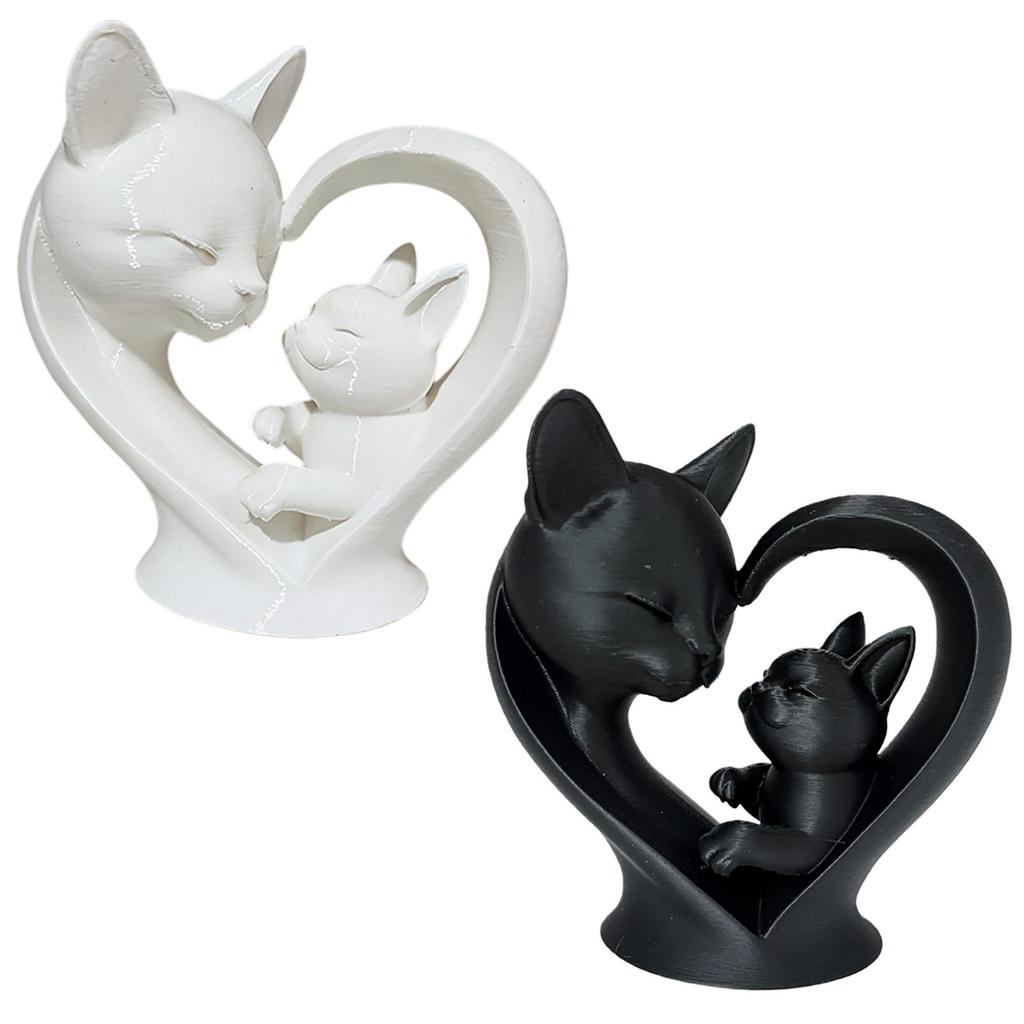 Mother and Child Cats Statues Animal Sculptures Cats Figurines Ornament for Living Room,Bookshelf,Side Table Decorations