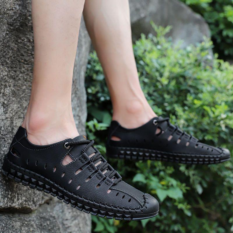 Soft Leather Shoes for Men Lace Up Low-Top Slip-on Cowhide Sale In Promotion Luxury Pu Elegant Classic Original Man Casual Shoe