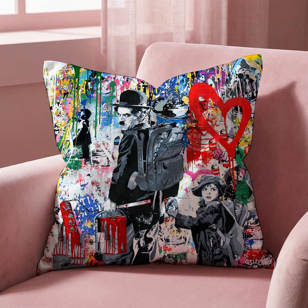 B-Banksy KÜNSTLER Kissenbezug Mehrzweck-Kissenbezug für Zuhause & Auto - Wendbar, Weich & Strapazierfähig für den täglichen Gebrauch