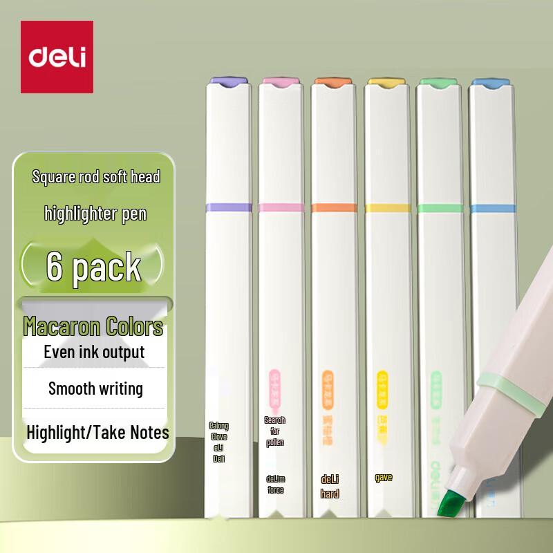 Deli S742 Square Barrel Highlighter Pen Set