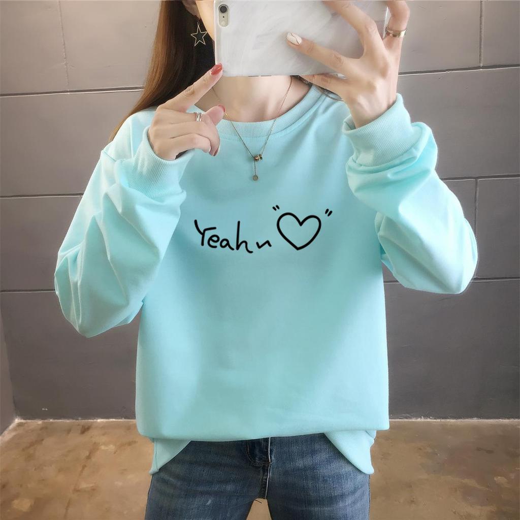 Autumn Light Sweatshirt Women, Printed Tops, Round-neck Plate-size Women's Coats