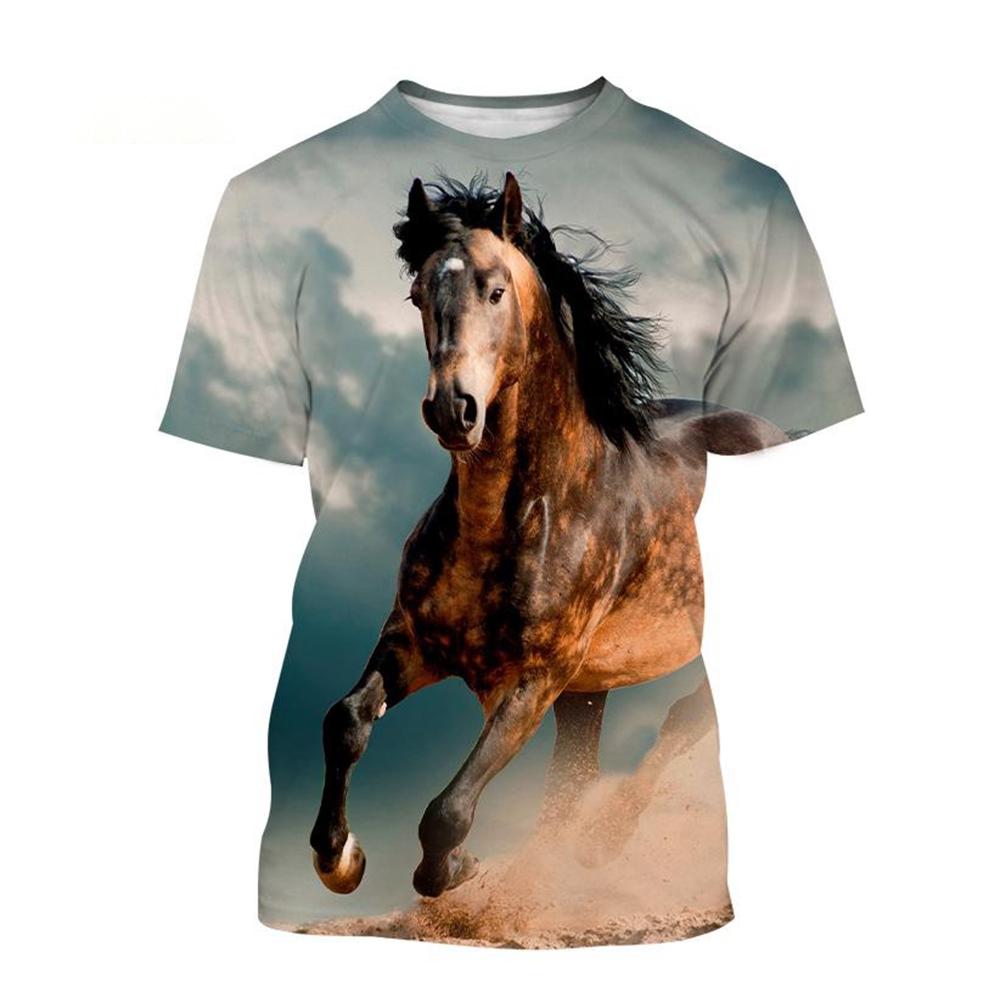 Summer Hot-Selling Fashion Animal Horse 3D Print Men's T-Shirt Casual Harajuku Style Comfortable Short Sleeve Top