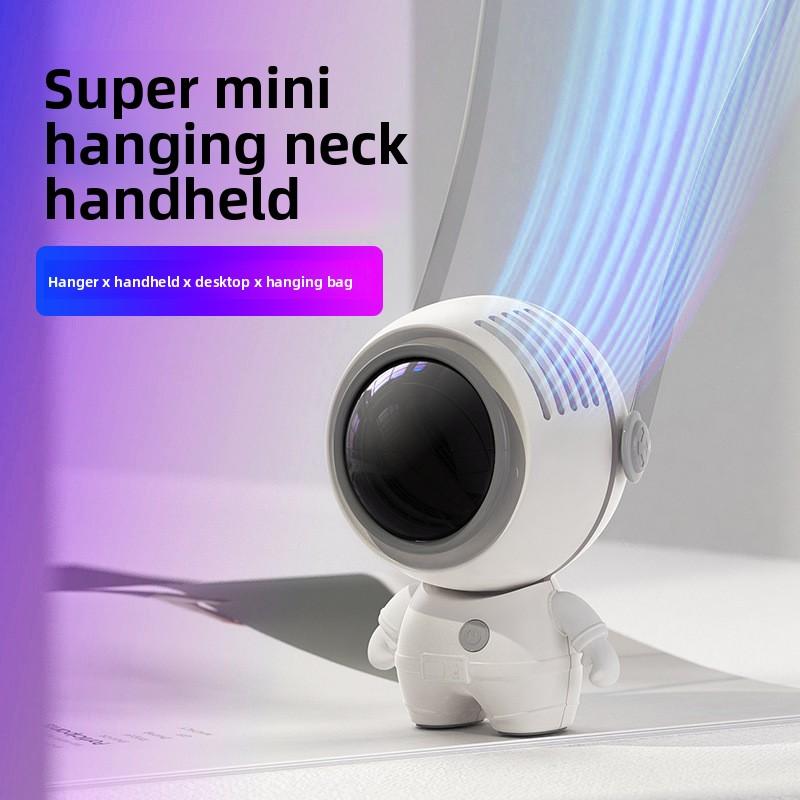 Cross-border New Explosions Astronaut Cartoon Cooling Artifact Cute Neck Hanging Handheld Mini Fan Brushless Motor Low Noise USB