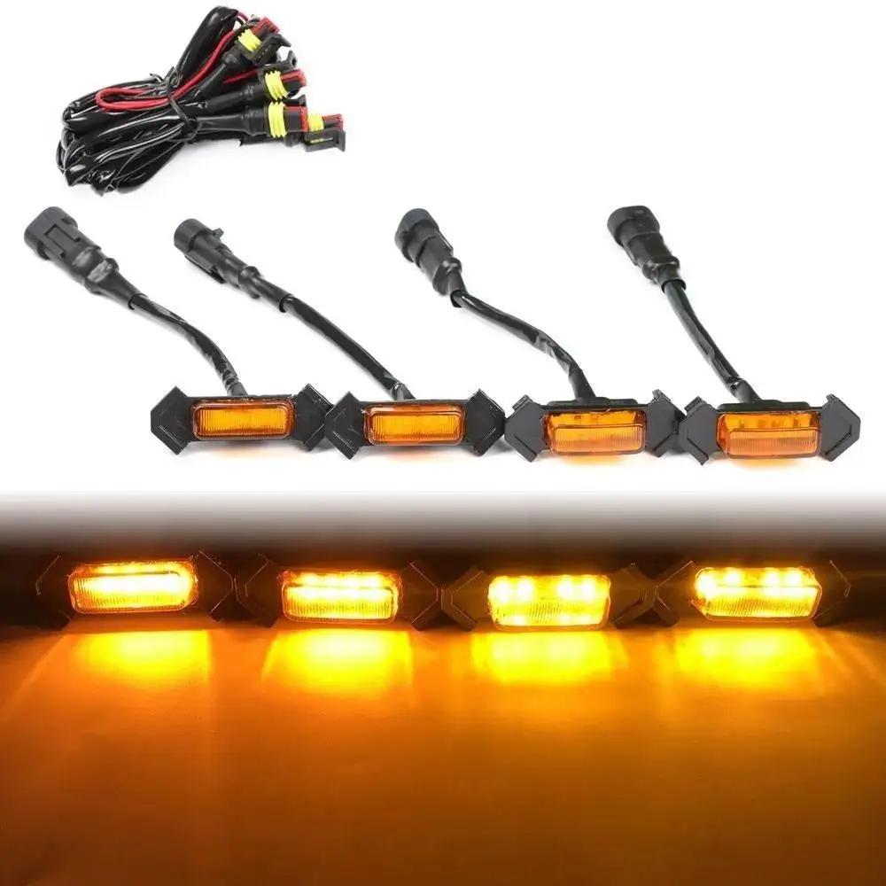 Modify Racing Grill White LED Lamps Amber LED Light External Decoration Grille Lamp For HILUX REVO TACOMA ROCCO Amber shell-Amber light