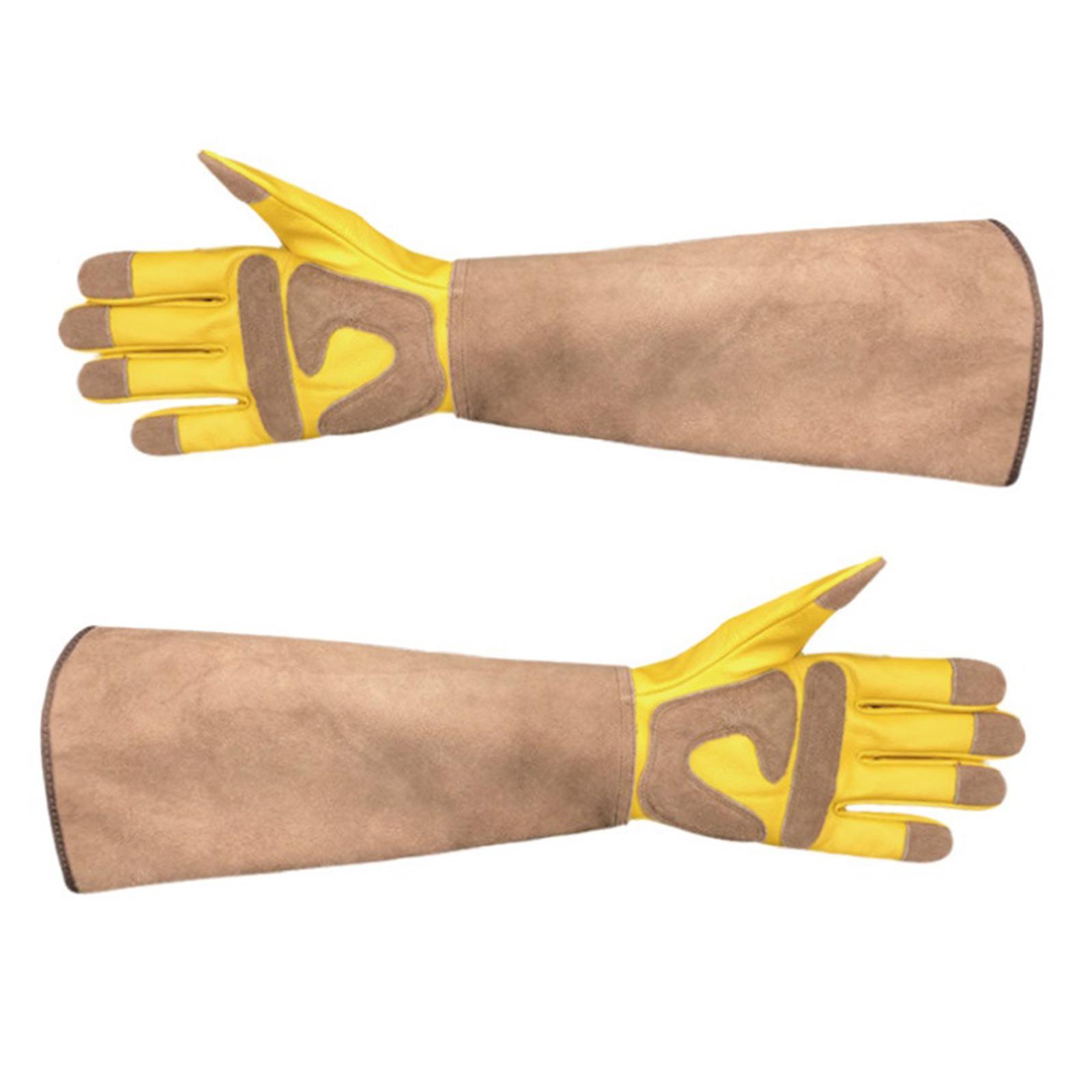 

Длинные садовые перчатки для мужчин и женщин, кожаные перчатки для обрезки роз, дышащие, прочные, с шипостойкими рукавицами XL