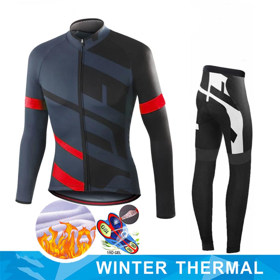 Winter Thermal Fleece Men Cycling Jersey Sets MTB Bicycle Clothes Wear Ropa Ciclismo Racing Bike Clothing Team Cycling Suit
