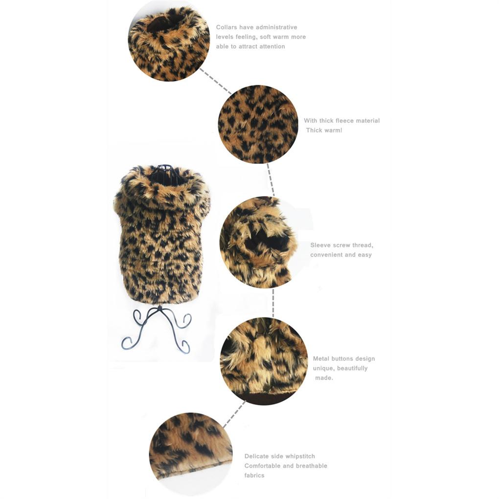Pet Clothes Soft Leopard Printed Pets Clothing Animals Cold Winter Coat Wearing Supply for Christmas Holiday Festival Party