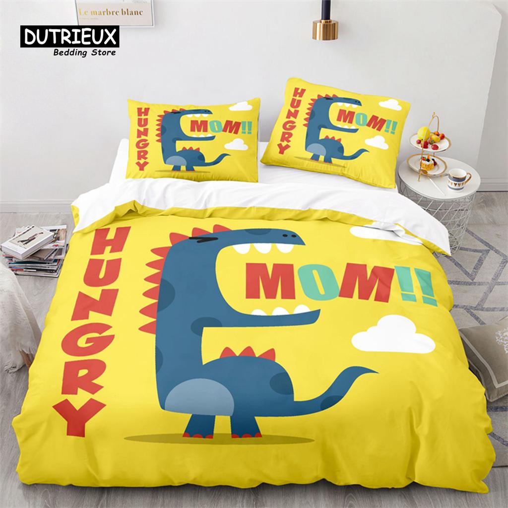 Desene animate dinozaur pilotă capac drăguț animal lenjerie de pat set twin pentru copii băieți fete decor microfibră pilotă capac cu fețe de pernă