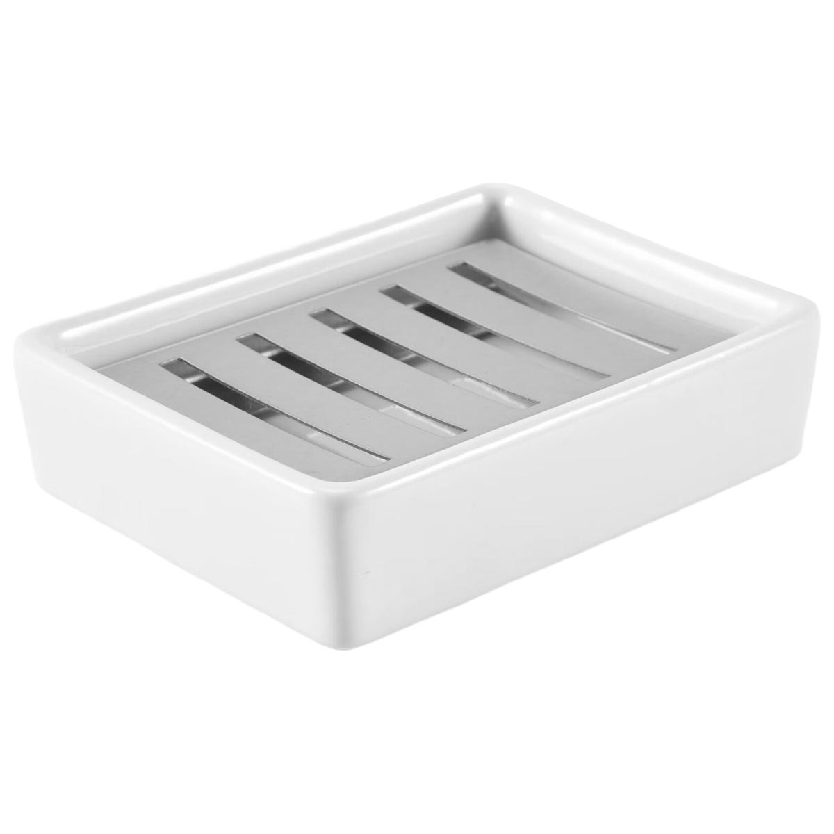 

Керамическая мыльница из нержавеющей стали, мыльница для ванной и душа, двухслойная мыльница со сливом