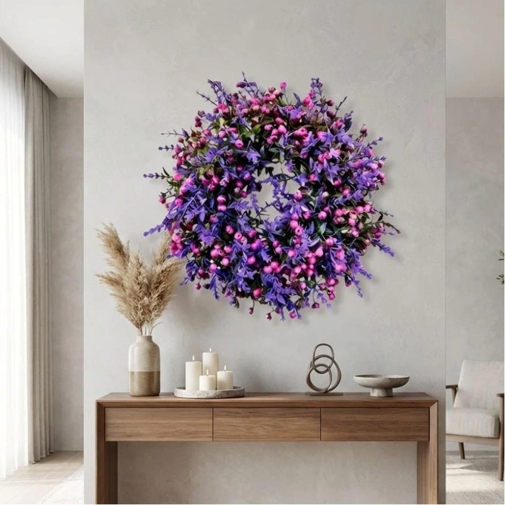 Simulated Plant Lavender Floral Wreath Plastic Front Gate Wreath  Home Decoration